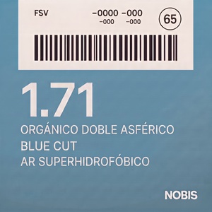 NOBIS 1,71 ORGÁNICO DOBLE ASFÉRICO BLUE CUT AR SUPERHIDROFÓBICO