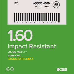 [LSN6001R] NOBIS 1,60 BLUE LIGHT CUT IMPACT RESISTANT HMC MAGIS MAX RANGO EXTENDIDO